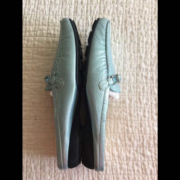 Stuart Weitzman aqua leather slides - Picture 3 of 5